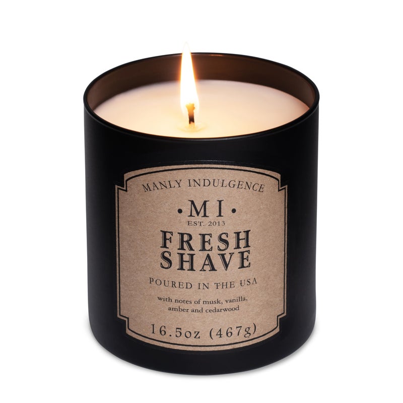 Manly Indulgence Fresh Shave Jar Candle 16.5 oz - Musk, Vanilla & Bergamot - Woodsy Amber & Cedarwood - Up to 60 Hour Burn - Soy Blend Wax, USA Poured - Image 3
